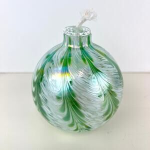 Traditions Hand Blown Glass Oil Lamp w/ Cotton Wick